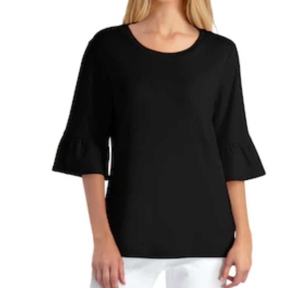 Joseph Ribkoff S8 Solid Black 3/4 Sleeve Top